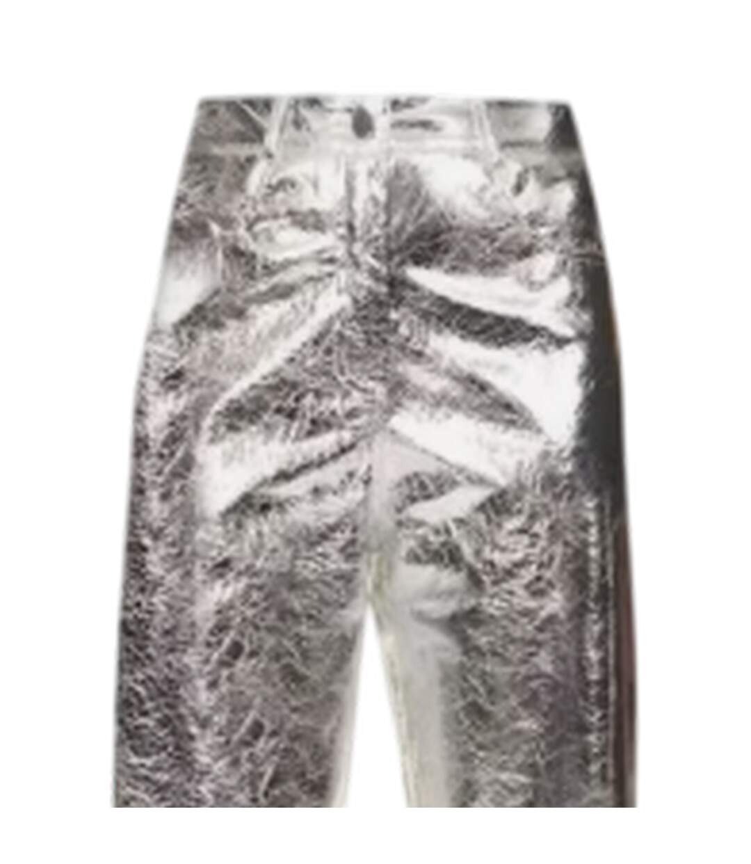 Womens/ladies Metallic Trousers Silver AmyLynn-2