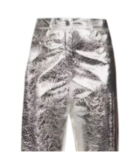 Womens/ladies Metallic Trousers Silver AmyLynn