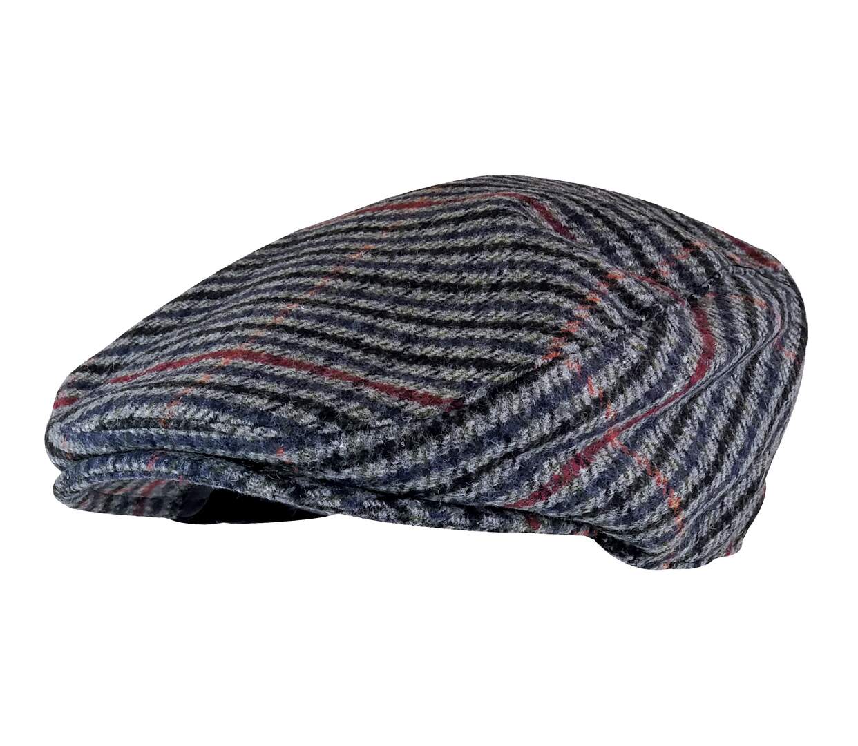 Mens Houndstooth Plaid Wool Blend Newsboy Flat Cap-1