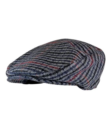 Mens Houndstooth Plaid Wool Blend Newsboy Flat Cap