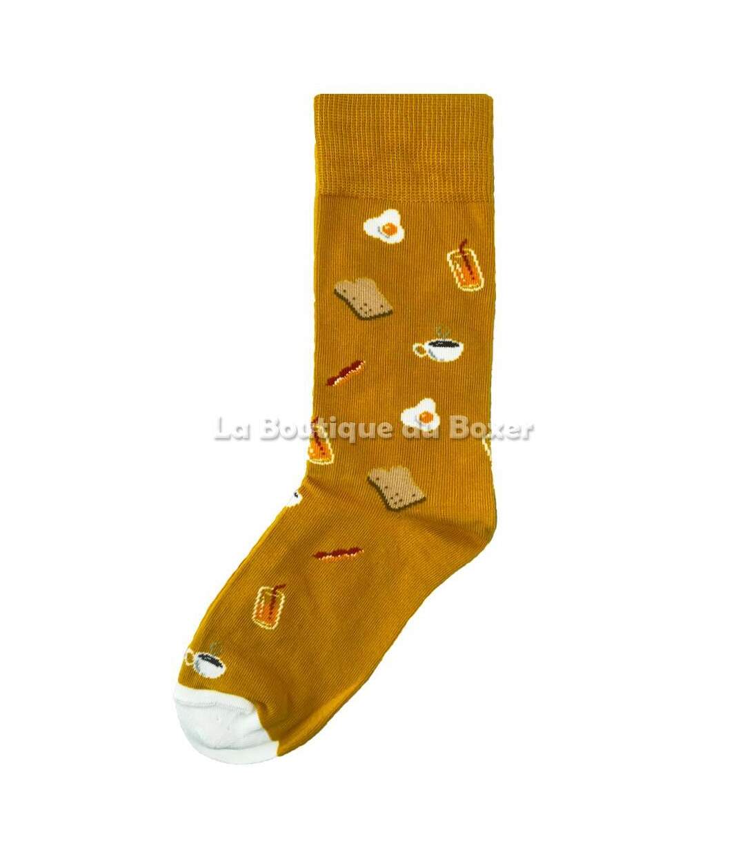 LES LIMOUSINES Chaussettes Homme Coton DEJ Jaune Blanc-1