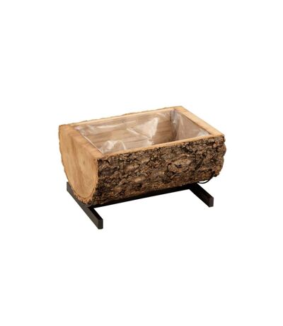 Cache-Pot sur Pied Tronc en Bois 40cm Naturel