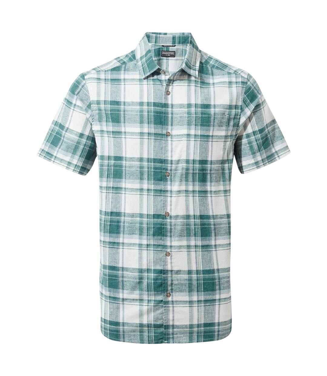 Chemise Manches Courtes Motif/style À Carreaux Hila Homme Bleu Sarcelle À Carreaux Craghoppers-2