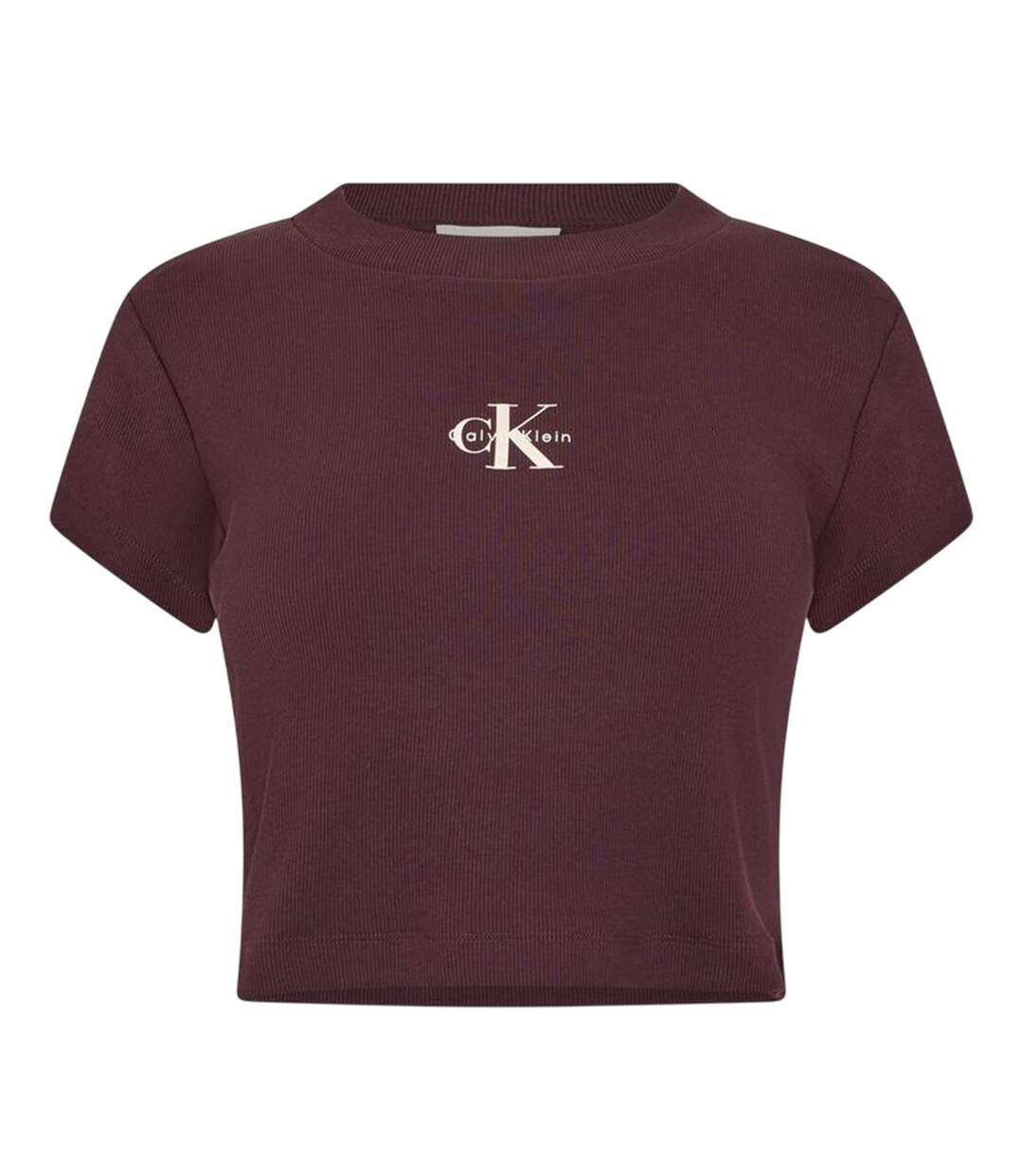 Haut Court Motif/style Logo Monochrome Femme Marron Moka Calvin Klein-1
