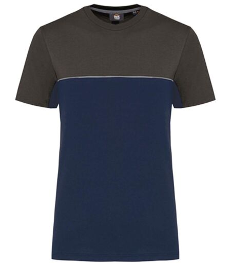 T-shirt de travail bicolore - Unisexe - WK304 - bleu marine et gris foncé