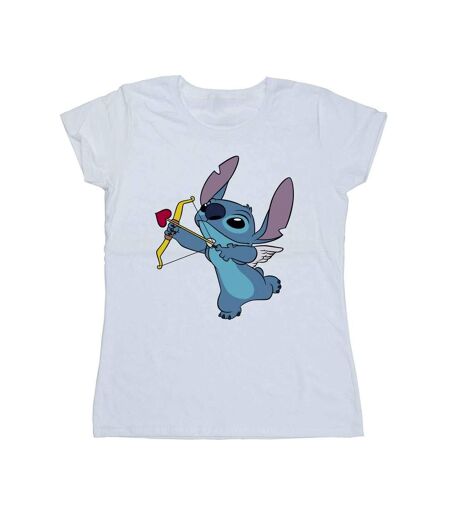 Disney T-shirt en coton Femmes/Ladies Lilo And Stitch Stitch Cupid Valentines (Blanc) - UTBI25462