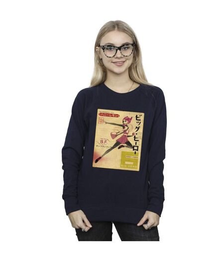 Disney Sweatshirt Big Hero 6 Baymax Honey Lemon Newspaper Femme/Femme (Bleu marine) - UTBI11470