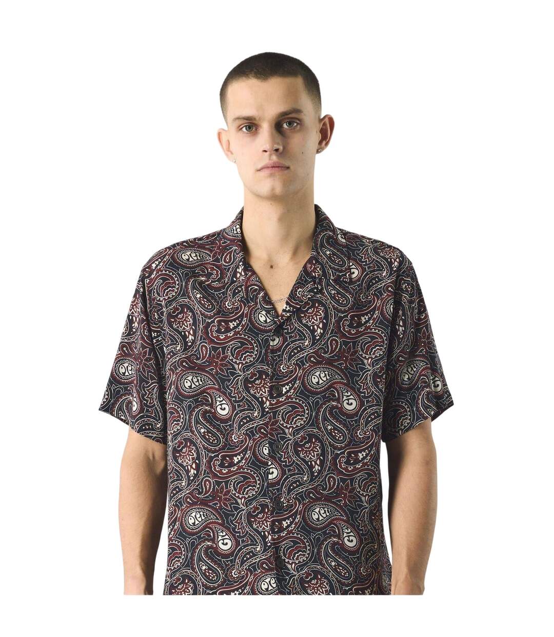 Mens Paisley Regular Short-sleeved Shirt Black Multicoloured Pretty Green-4