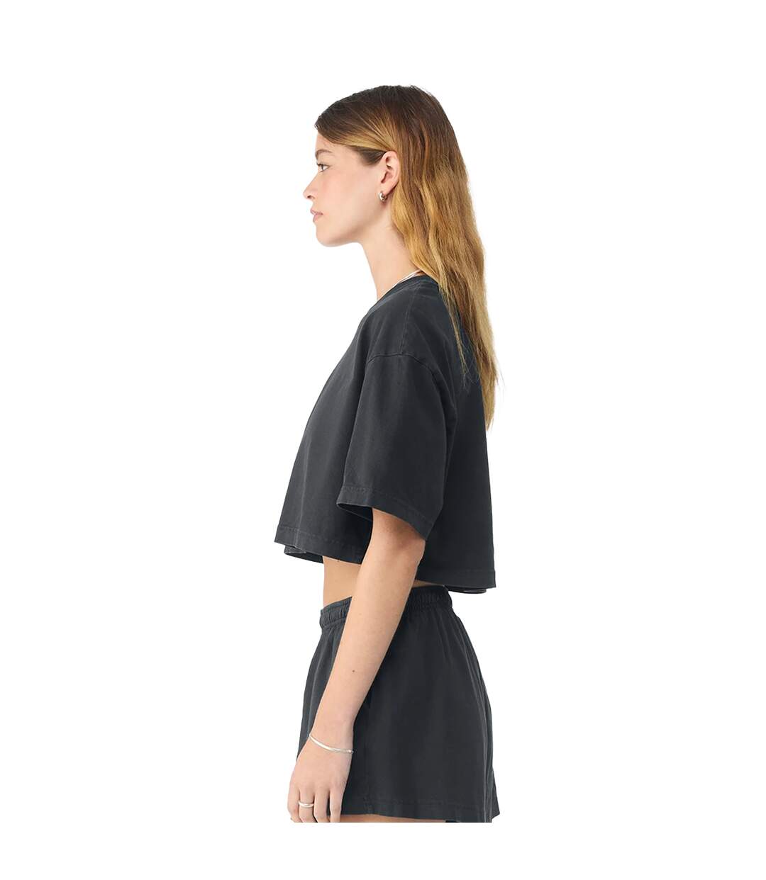 T-shirt Court Femme Noir Délavé Bella + Canvas-3