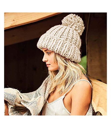 Beechfield Womens/Ladies Oversized Hand Knitted Beanie (Oatmeal) - UTRW5810