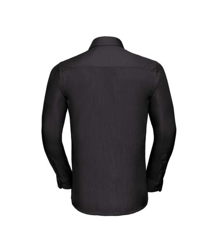 Russell Collection Mens Poplin Tailored Long-Sleeved Shirt (Black)
