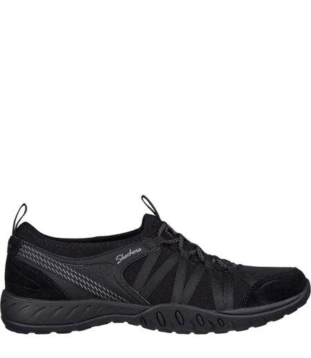 Womens/ladies breathe-easy rugged suede relaxed fit trainers black Skechers