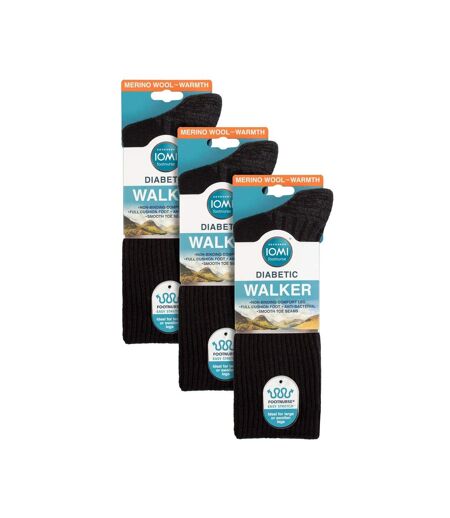 3 Pack Diabetic Walking Socks for Men | Extra Wide Wool Hiking Socks