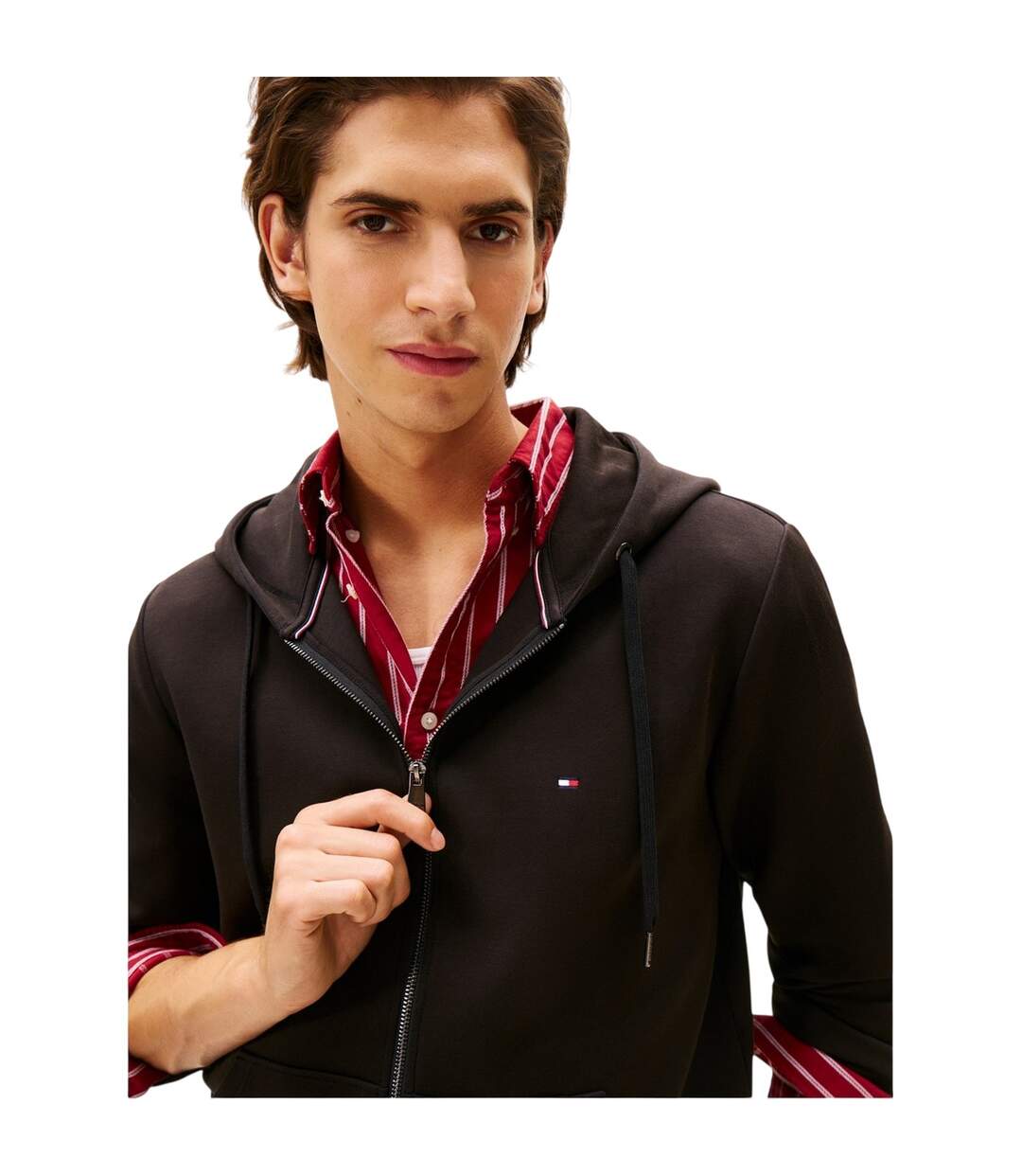 Mens Regular Long-sleeved Full Zip Hoodie Black Tommy Hilfiger-4