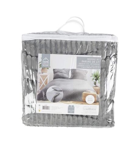 Parure de Lit 3 Pièces Douceur 240x220cm Gris