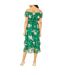 Robe Mi-longue Motif/style Floral Femme Vert Yumi-2