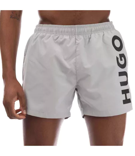 Mens Abas Logo Swim Shorts Grey Hugo