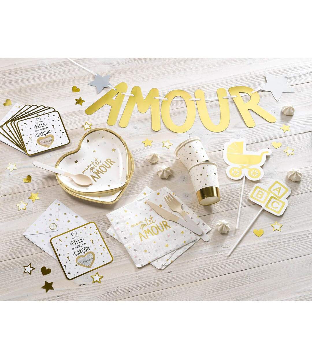 Lot de 20 Serviettes en Papier Mon Petit Amour 33x33cm Blanc-2