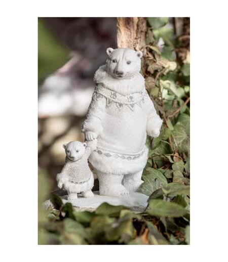 Statuette Déco Ours Polaire Main 25cm Blanc