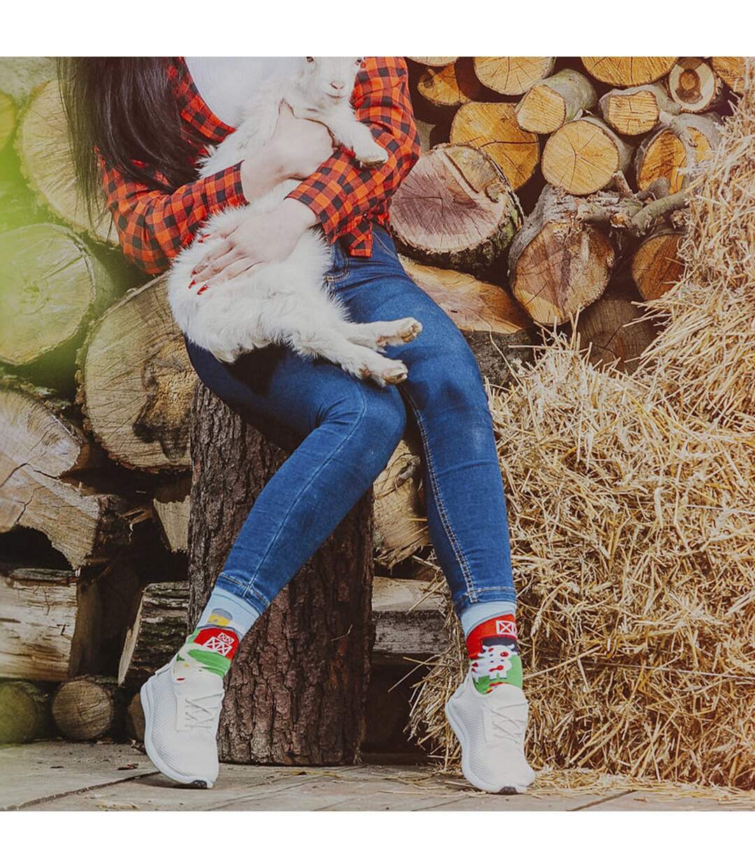 1 Pack Unisex Mismatched Novelty Odd Socks - Farm-3