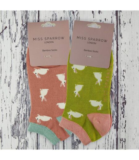 2 Pack Ladies Novelty Animal Themed Bamboo Trainer Socks
