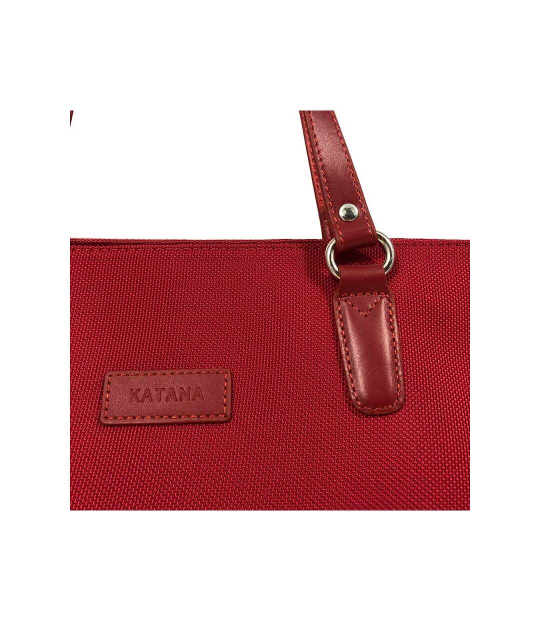 Katana - Sac cabas nylon et cuir - rouge - 7679-5