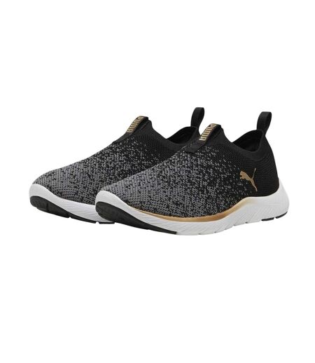 Womens/ladies Softride Remi Trainers Black White Gold Puma