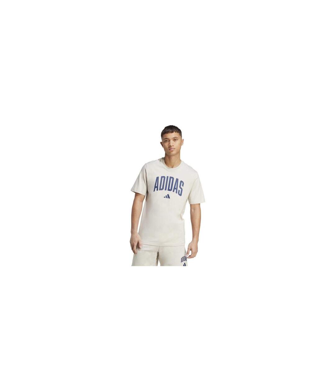 T-shirt Motif/style Logo Arqué Homme Blanc Cassé Adidas-1