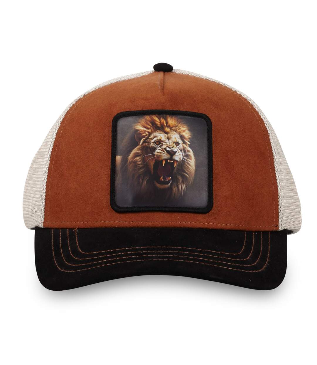 Casquette trucker avec filet bi-matière semi curved animal Lion Hatfield-1