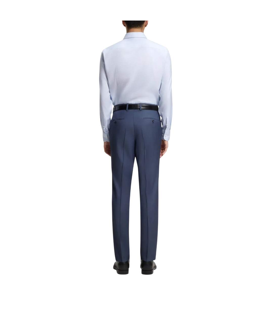 Mens Textured Check Spread Collar Shirt Light Blue Boss-3