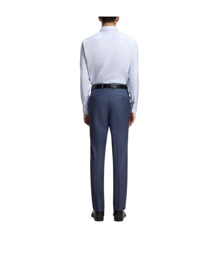 Mens Textured Check Spread Collar Shirt Light Blue Boss