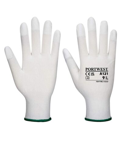Unisex adult a121 pu fingertip grip gloves m white Portwest
