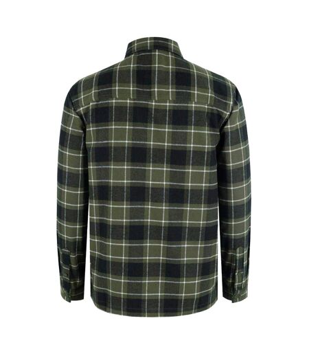 Mens Anthm Plaid Pocket Long-sleeved Shirt Army Khaki Firetrap