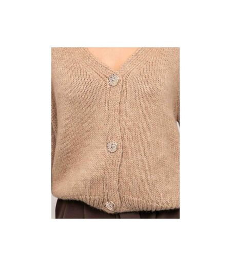 Gilet en maille douce col V et boutons bijoux KEVALA - Dona X Lisa
