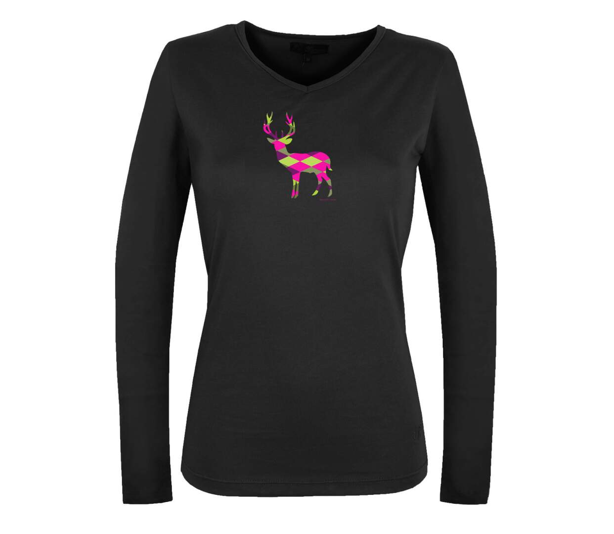 Mayflower NICO2 : Tee-shirt manches longues noir en coton avec sérigraphie motif cerf-5