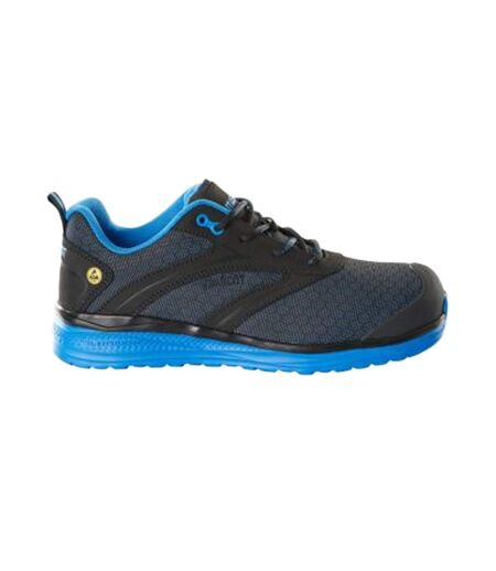 Mens Footwear Carbon Leather Safety Shoes Black Royal Blue Mascot