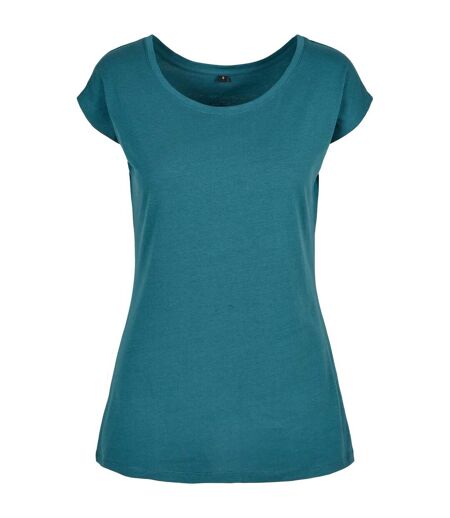 Womens/ladies Wide Neck T-shirt Teal Build Your Brand