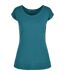 Womens/ladies Wide Neck T-shirt Teal Build Your Brand-1