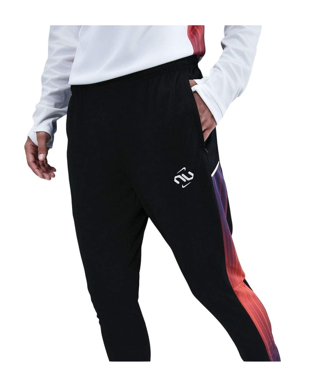 Womens/ladies Track Colour Block Tapered Jogging Bottoms Black Nike-3