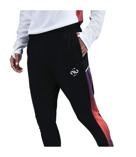 Womens/ladies Track Colour Block Tapered Jogging Bottoms Black Nike