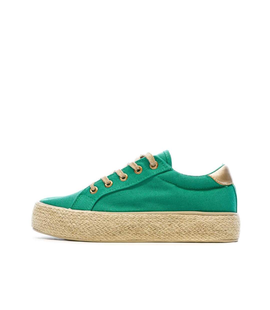 Baskets en toile vertes femme vert cache cache choescapa-1