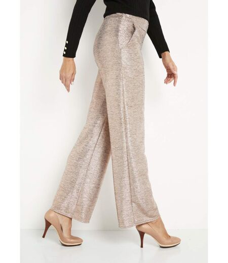 Pantalon large taille élastiquée maille brillante