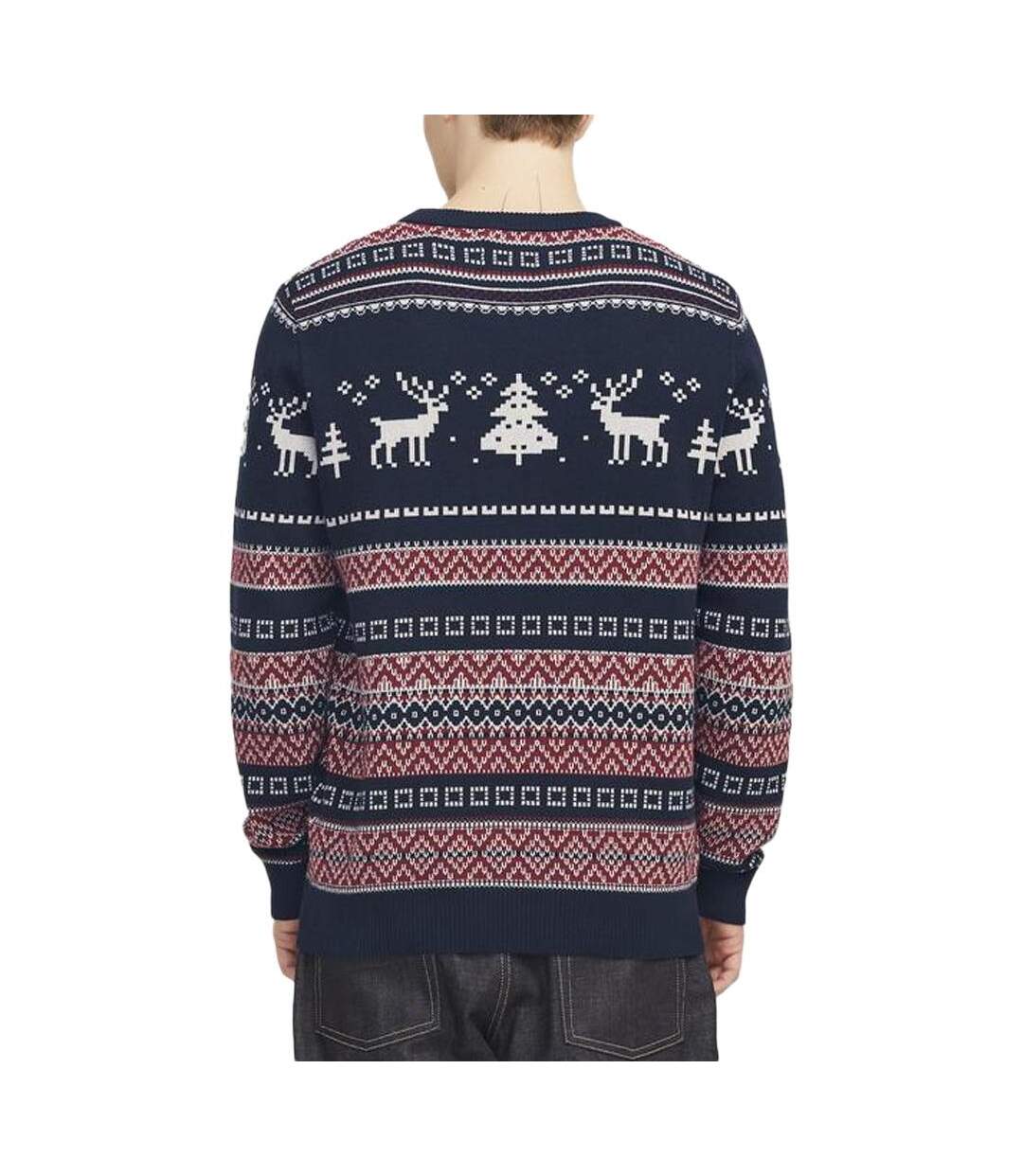 Pull de noël marine homme jack & jones jjxmas snowball knit-2