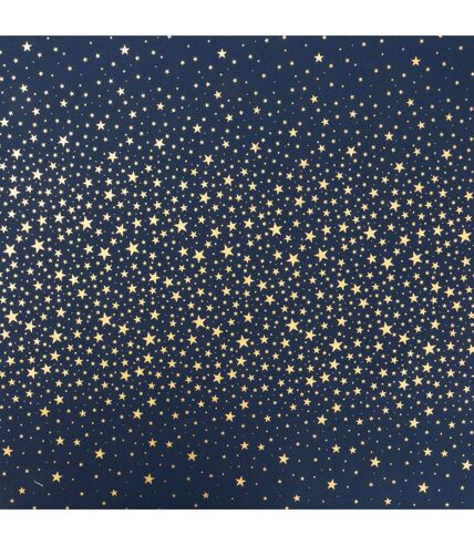 Nappe de Noël rectangulaire motifs étoiles - L. 140 x 360 cm - Bleu et doré