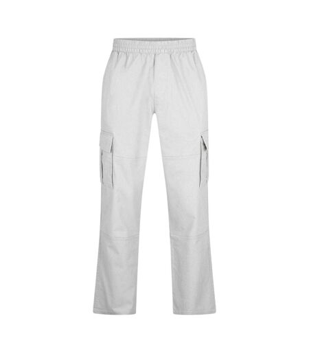 Mens Elasticated Waist Cargo Trousers Stone Represent