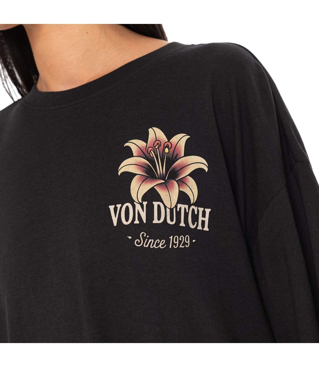 T-shirt femme col rond avec imprimé devant et dos Flower Vondutch-2