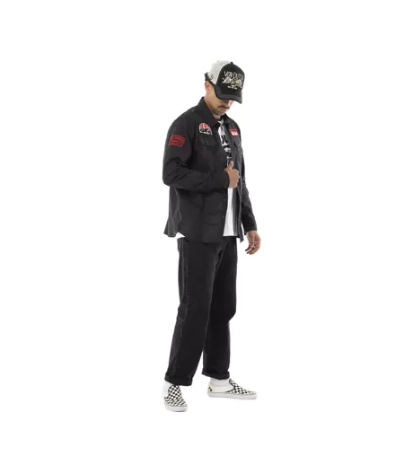 Chemise homme manches longues en popeline patchs et logo dos Pick Vondutch