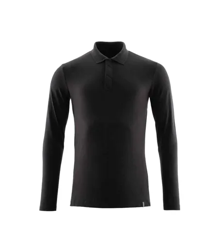 Mens Crossover Long-sleeved Polo Shirt Deep Black Mascot