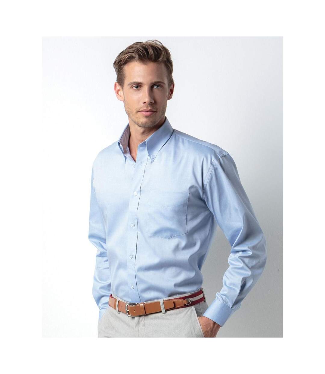 Chemise À Manches Longues Homme Bleu Clair Kustom Kit-4