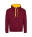 Sweat À Capuche Varsity Adulte Bordeaux Jaune Or Awdis-1